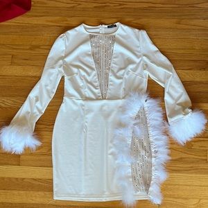 Amazon feather see-through dress